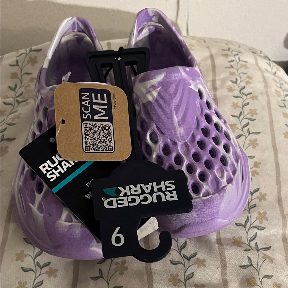 Purple Rugged Shark Slip-On Shoes